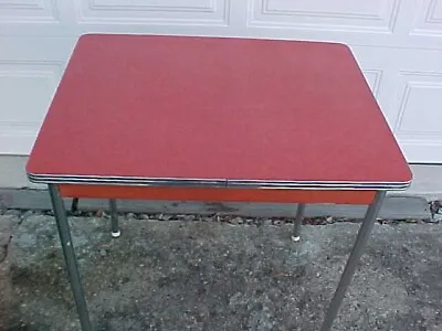 Vintage Red Formica Kitchen Table With Chrome Legs Mid Century Modern • $497.50