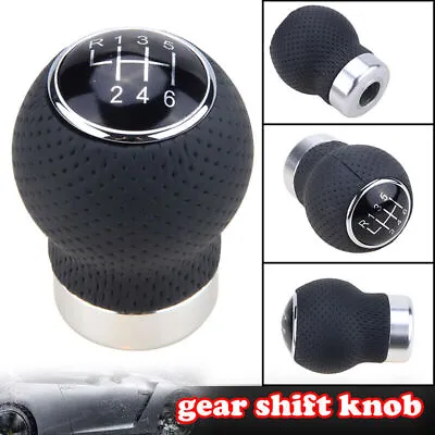 $13.99 • Buy Black Leather 6 Speed Car Gear Shift Knob Shifter Lever Stick Universal Manual