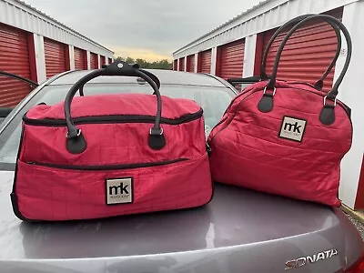 Pink Quilted Nylon Duffle Bag Set Luggage W Wheels Mary Kay Exclusive 2013 Prize • $89