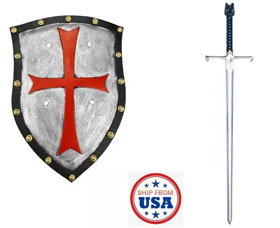 Templar Knights Medieval Crusaders Cross Shield Props Halloween Cosplay Costume • $21.99