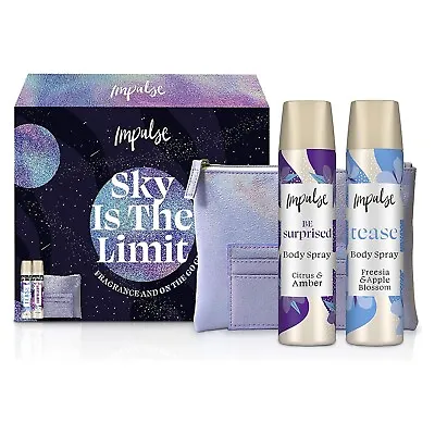 Impulse Sky Is The Limit Gift Set With Body Spray Makeup Pouch & Card Holder • £10.99