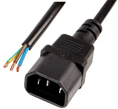 1m C14 Plug To Bare Ends Kettle Lead Power Cable 1 Metre 10A 0.75mm • £3.89