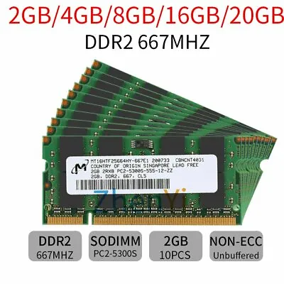 $5.27 • Buy Micron 16GB 8GB 4GB 2GB DDR2 667MHz PC2-5300 200Pin SODIMM Laptop Memory RAM LOT
