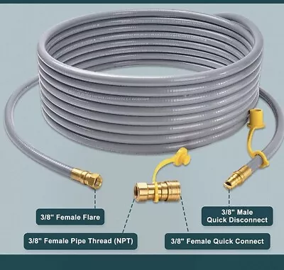 24FT Natural Gas Hose With 3/8 Inch Female Flare By 1/2 Inch Male Quick Connect • $49.99