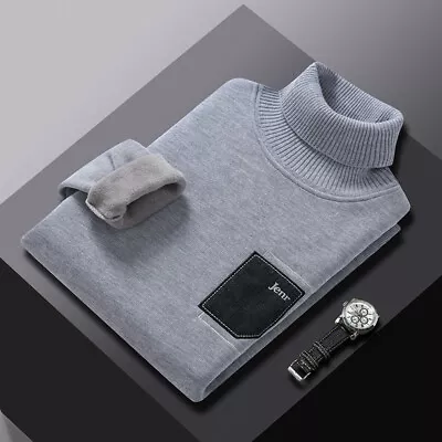 Men's Turtleneck Faux Pocket Sweater Pullover • $14.81