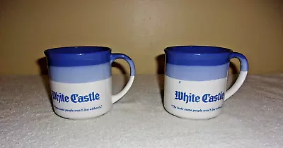 Vintage 1980s White Castle Blue Ceramic Restaurant Advertising Cups   FREE SHIP • $22