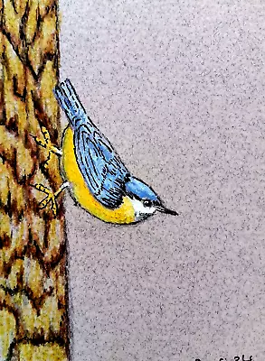 ACEO Original Bird Painting 'Nuthatch-Colours Of Woodland'  By AlisonE • £1.99