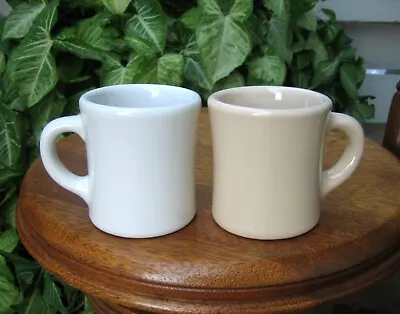 Victor Vintage Restaurant Ware Diner Coffee Mugs Tan & White Lot Of 2 • $22.56