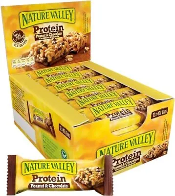 Nature Valley Protein Peanut & Chocolate Gluten Free Cereal Bars 12 X 40g • £8.85