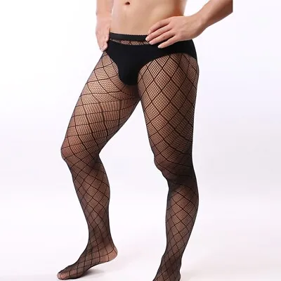 Men's Seductive Tight Fitting Fishnet Tights Underwear Sissy Pantyhose • £4.84