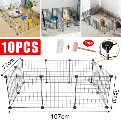 £17.99 • Buy 10 Panels Pet Dog PlayPen DIY Exercise Puppy Rabbit Detachable Metal Cage Fence