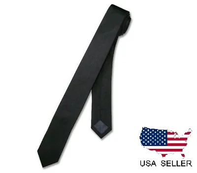 NEW Men Boy Black Skinny Slim Retro Tie Narrow 2  Wide Thin Necktie Solid Color • $8.98