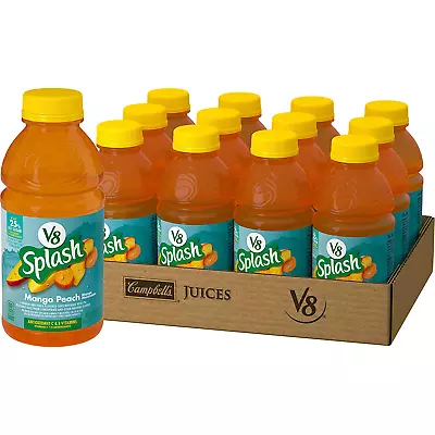 $28.59 • Buy V8 Splash Mango Peach Flavored Juice, Vitamin B, 16 FL OZ Bottle (Pack Of 12) 