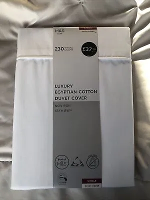 Single Duvet Cover White Egyptian Cotton Non Iron Marks & Spencer NEW RRP £38 • £15.85