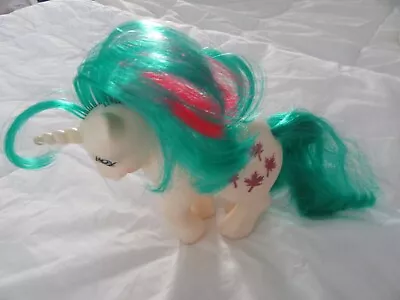 Vintage My Little Pony Gusty White Purple Glitter Leaves Teal Red Hair Hasbro 84 • $9.99