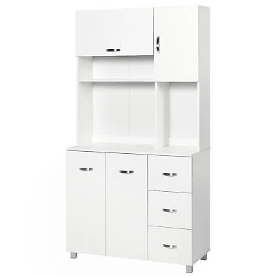 HOMCOM Freestanding Kitchen Cupboard Storage Unit  Drawers Handles Shelf • £159.99