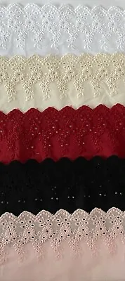 Cotton Embroidered Lace Fabric Trim 1 Yard Width 11 Cm • £4.28