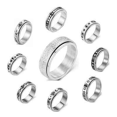 6MM Fashion Stainless Steel Spinner Anxiety Fidget Band Ring For Women And Men • $2.99