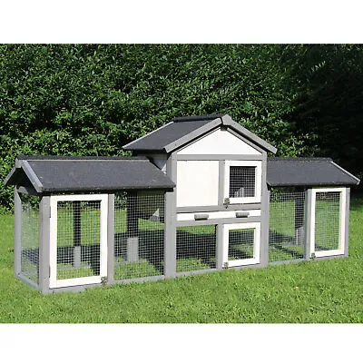 Rabbit Hutch With Run Outdoor Guinea Pig House For 2 Cage Metal Slide-Out Tray • £169.99