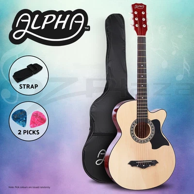$64.95 • Buy Alpha 38” Inch Full-Size Acoustic Guitar Wooden Folk Classical Cutaway Steel