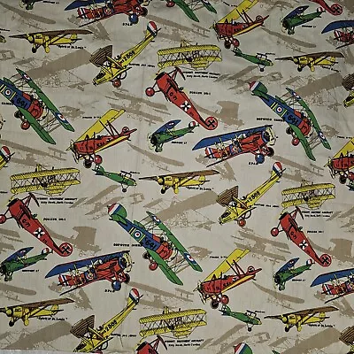 Vintage Airplane House 'n Home Fabric & Draperies Canvas Fabric 3 Yds X 44  • $14
