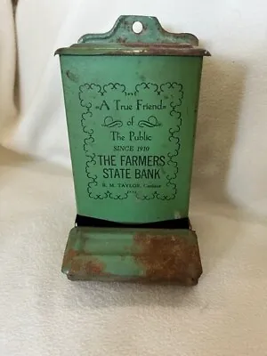 Vintage Match Safe - Advertising - The Farmers State Bank Since 1910 • $45