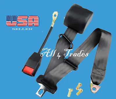 1 Kit Of 3 Point Strap Retractable & Adjustable Safety Seat Belt Black • $31