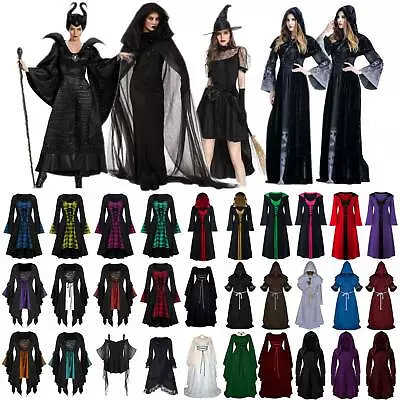 Women Vintage Witch Gothic Medieval Victorian Dress Halloween Cosplay Costume • £22.91