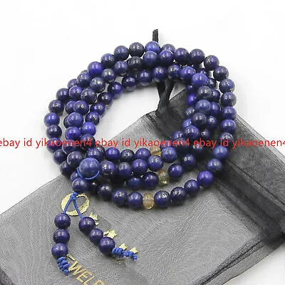 £9.59 • Buy 6mm Tibet Buddhist Lapis Lazuli Gemstone 108 Prayer Beads Mala Necklace