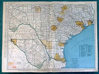 Huge Vintage SOUTH TEXAS Commercial Business Map Railroads Detailed Color • $10.46