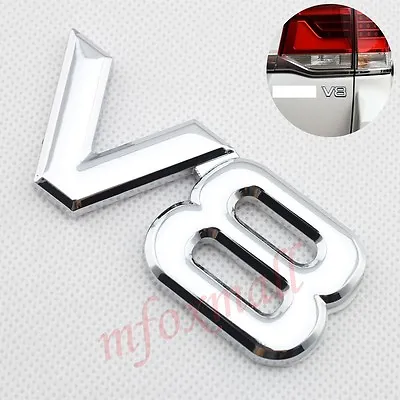 £4.79 • Buy Auto Accessories Chrome Metal 3D V8 Symbol Logo Badge Emblem Decal Sticker Trim