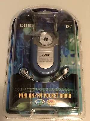 Coby CX-7 Portable Mini AM/FM Pocket Radio Earbuds  W/ Neck Strap & DBBS • $14