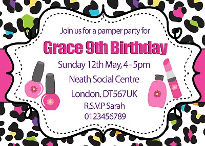  Personalised Pamper Spa Invites Birthday Party Invitations + Envelopes X12 (A) • £5.99