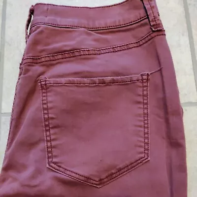 Mudd Woman's Size 11 Denim Jeggings Maroon High-rise Button Fly 5 Pockets • $18.85