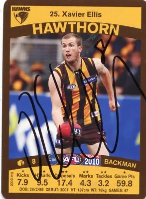 $7.50 • Buy AFL Teamcoach 2010 #25 Hawthorn Xavier Ellis Autographed Card