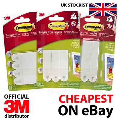 3M Command Strips Picture Hanging Strips Damage Free Small Med Large BRAND NEW • £1.08