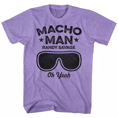 Macho Man Randy Savage Oh Yeah Men's T Shirt Sunglasses Wrestler Hero Purple WWE • $25.50