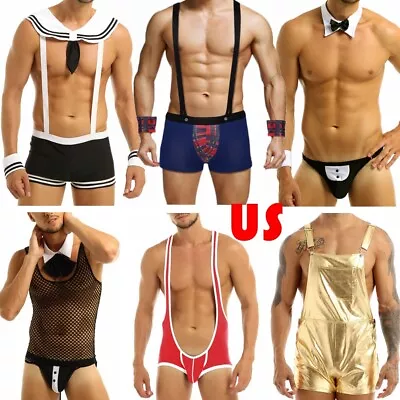 Men Novelty Waiter Sailor Cosplay Costume Lingerie Boxer Briefs Collar Cuffs Set • $9.77