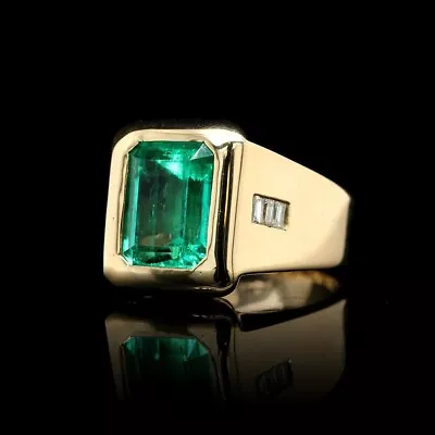 2 Ct Emerald Cut Simulated Emerald Men's Engagement Ring 14K Yellow Gold Plated • $112.17