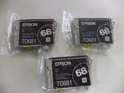 3X Genuine Epson 68 Black Ink Cartridge T0681 • $37.77