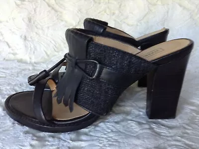 Veronique Branquinho Black Leather Open Toe High Heel Sandal Sz 8.5m • $59.99