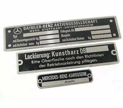 Alloy Set Of 3 Data Plate Fit For Vintage Daimler Mercedes Benz Karosserie • $21.24