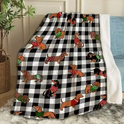 Dachshund Christmas Throw Blanket Fannel Fleece Super Soft Funny Blanket Trav... • $25.07