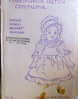 Vtg 70s Doll Clothes Dress Craft Pattern My Friend Mandy Pennsylvania Dutch Cost • $32