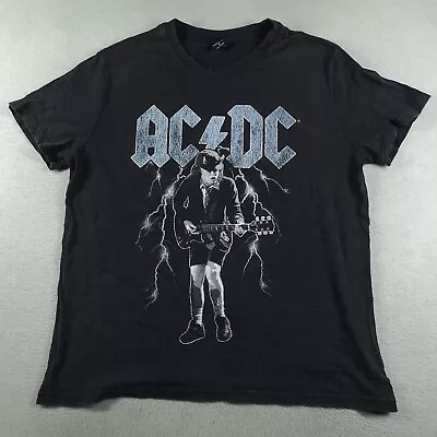 ACDC T Shirt Grey Graphic Tee Short Sleeve Size L Casual Angus Young Guitar • $16