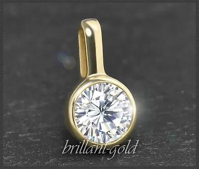 Brilliant Women's 0.54ct Pendant Top Wesselton F&Si2 585 Yellow Gold NEW • £659.62