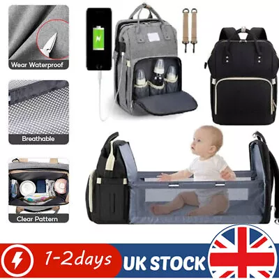 £8.99 • Buy Large Mummy Nappy Diaper Bag Baby Travel Changing Nursing Backpack With Bed USB