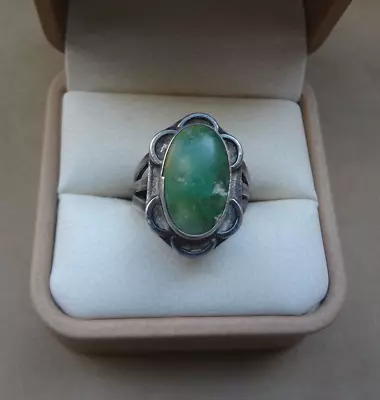 Vintage Native American Green Turquoise Sterling Silver Ring • $16.19