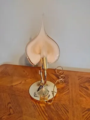 RARE Franco Luce Murano Calla Lily Murano Glass Lamp With Brass Base BEAUTIFUL  • $150