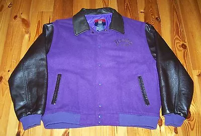 Nflreebok  Minnesota Vikings Jacket/ Coat Size Size Large Wool & Leather Trim • $149.95